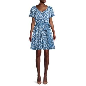 Rebecca Taylor Perla Petal Flounce Mini Dress Blue M